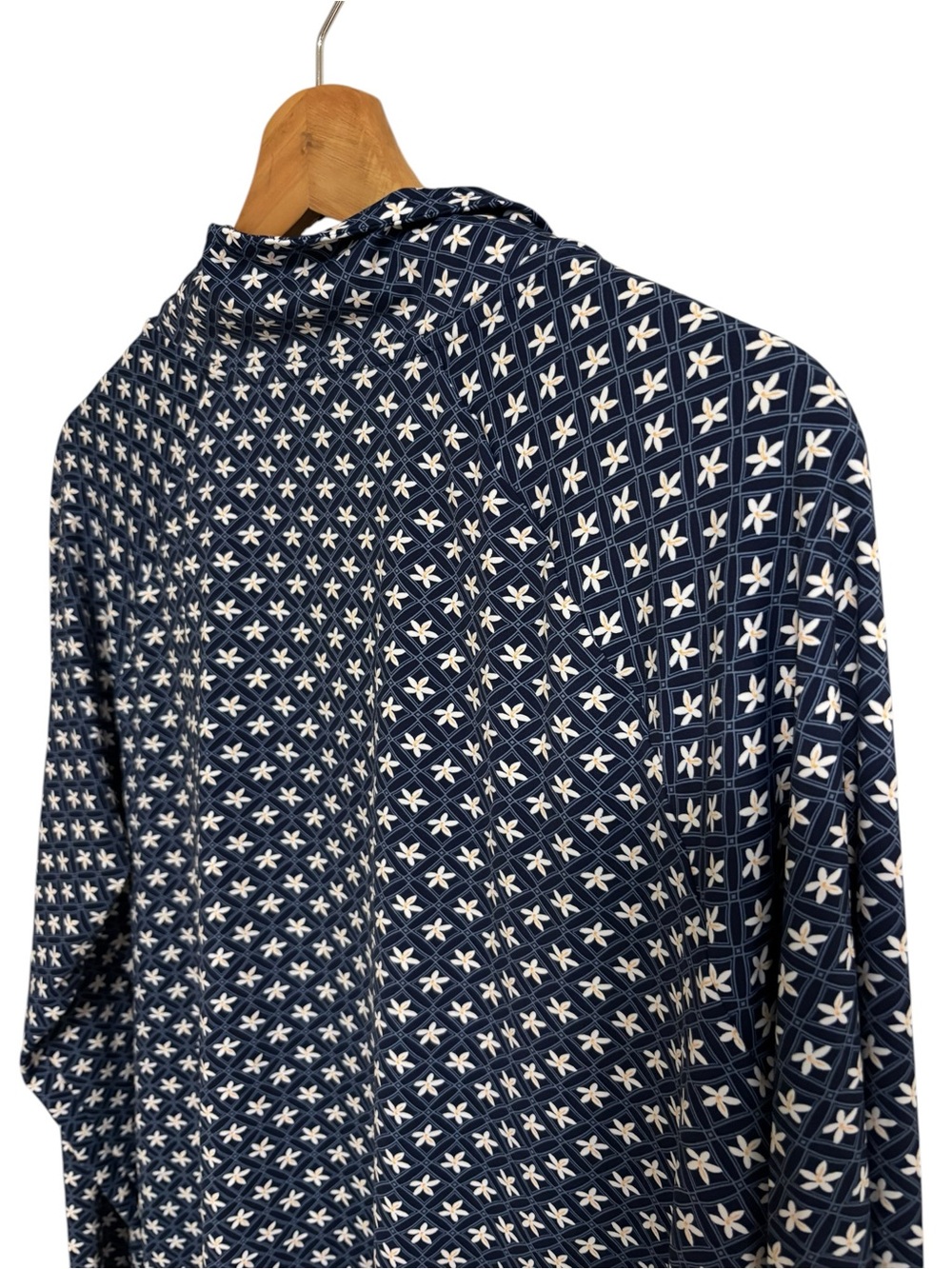 Lands’End navy blue allover geometric pattern 1/2 zip rash guard swim shirt XL - Picture 10 of 11